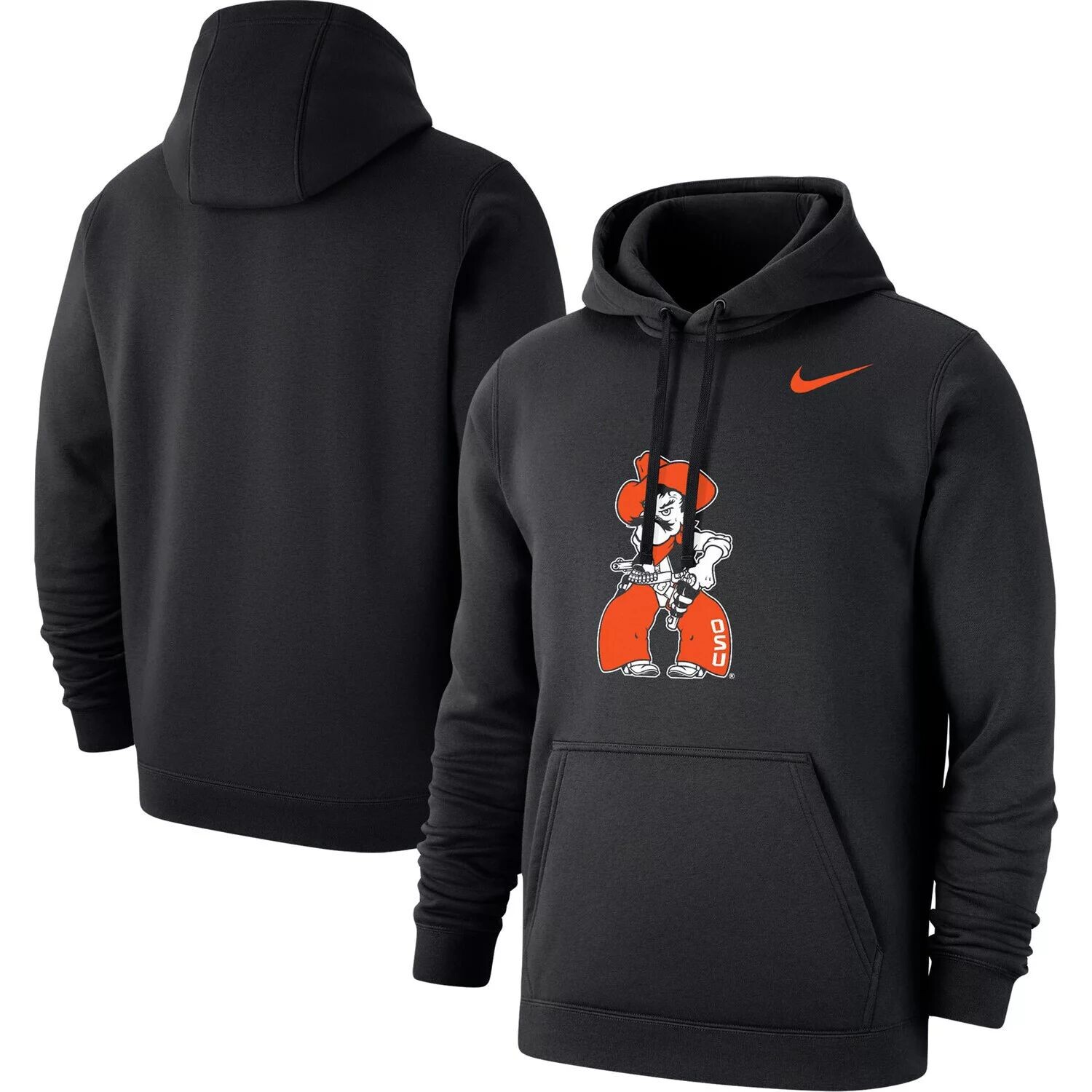 

Мужской черный флисовый пуловер с капюшоном Oklahoma State Cowboys Pete Logo Club Nike