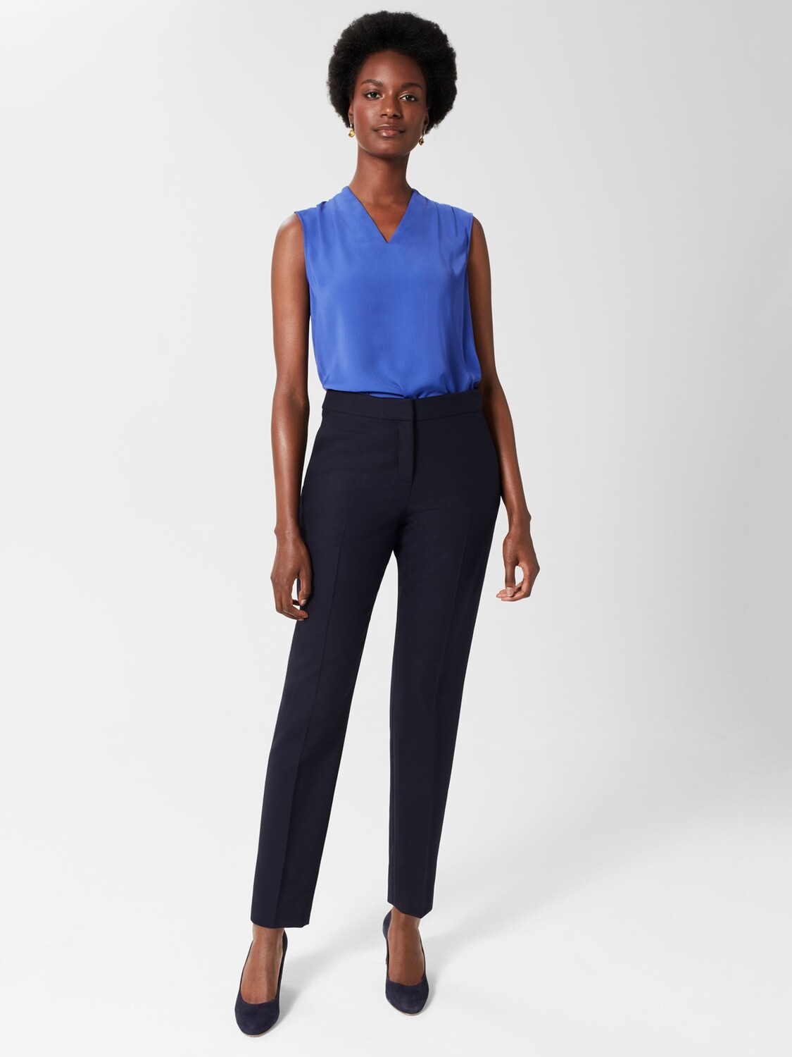 

Зауженные брюки Hobbs Petite Gael из смесовой шерсти, темно-синие, Синий