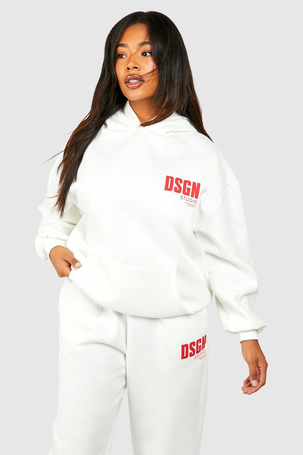 

Толстовка оверсайз с текстовым принтом Plus Dsgn Studio boohoo, белый