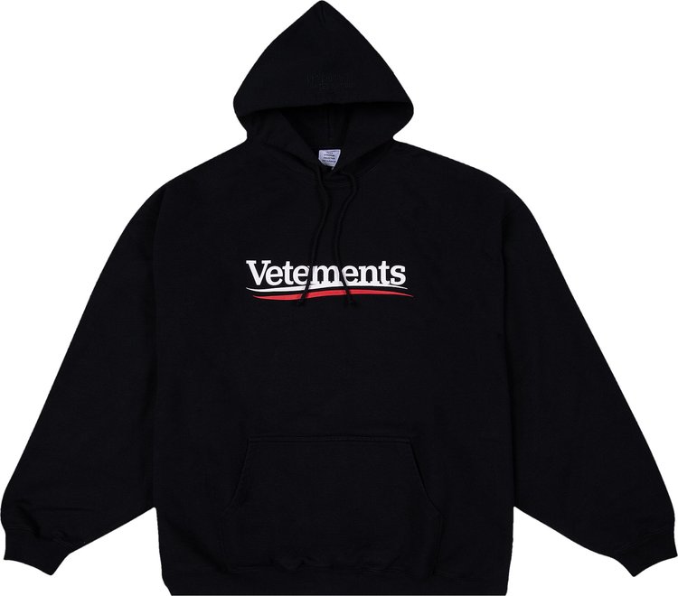 Худи Vetements Campaign Logo 'Black', черный thick fabric high quality vetements knitted sweater black blue vtm crewneck classic logo print vetements sweatshirts