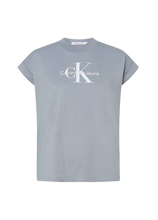

Серые женские футболки с круглым вырезом Calvin Klein Jeans, Серый