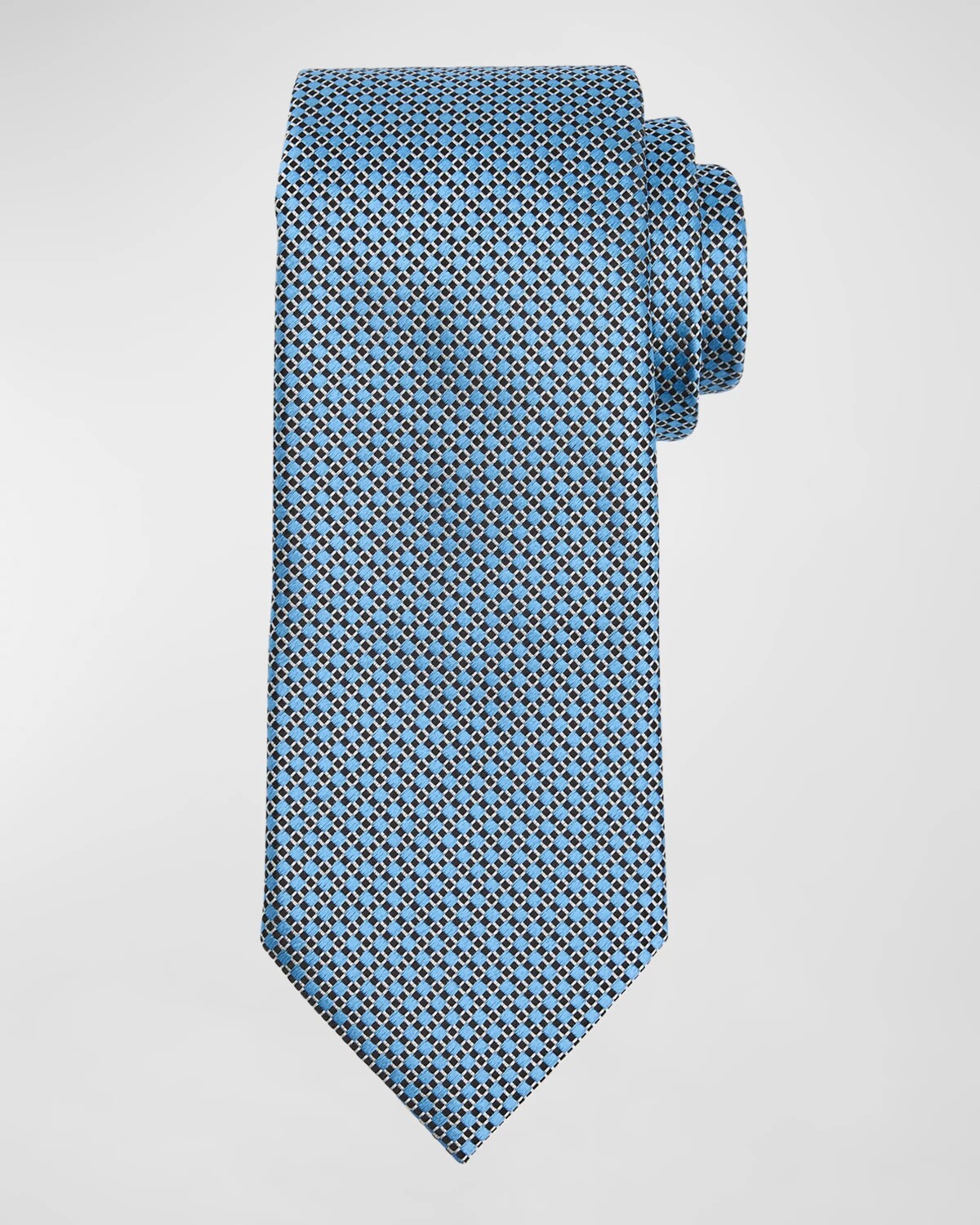 

Мужской шелковый галстук с микрорешеткой Zegna, цвет Br Blu Fan