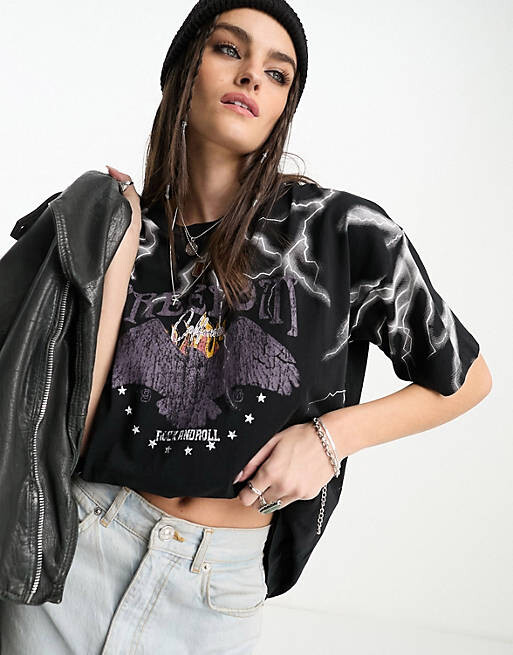 

Черная футболка оверсайз с графическим рисунком и подсветкой ASOS DESIGN, Черный