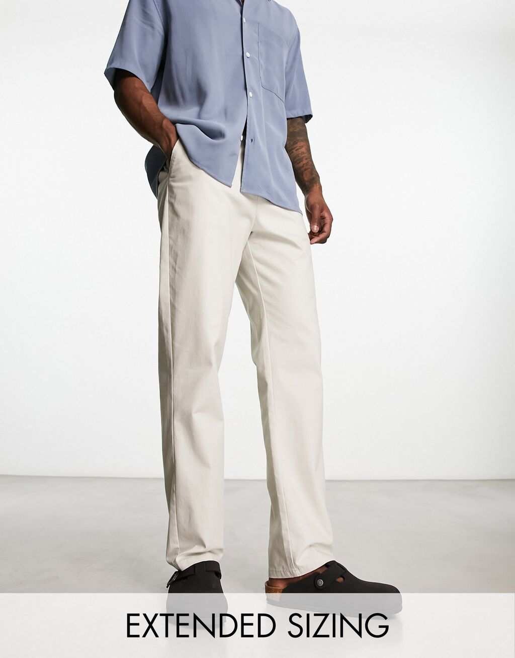 

Бежевые прямые брюки чиносы ASOS DESIGN