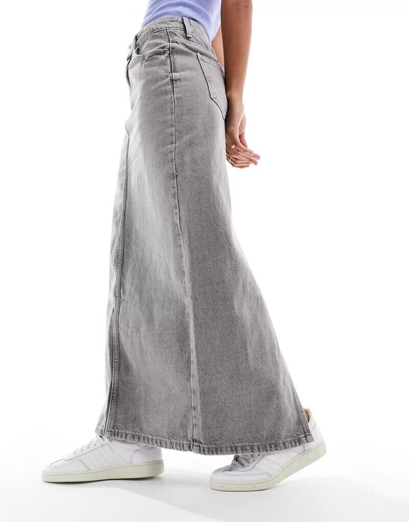 

Хлопок: юбка макси On Blake Denim пепельно-серого цвета Cotton:On