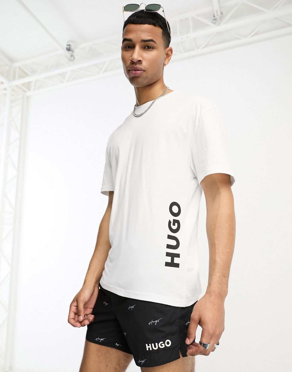 

Белая пляжная футболка в стиле casual Hugo, Белый