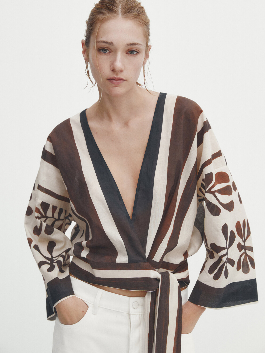 

Рубашка с принтом Massimo Dutti, коричневый