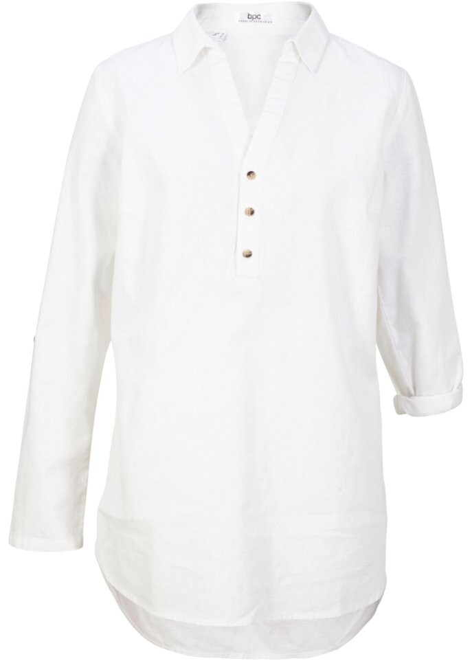 

Длинная туника с льняным наполнением Bpc Bonprix Collection, белый