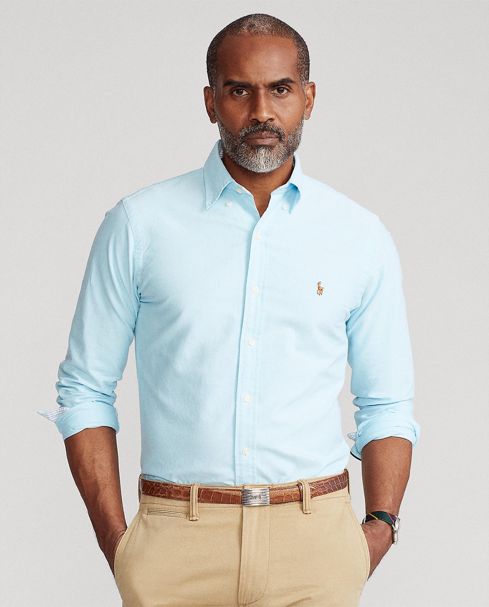 Мужская оксфордская рубашка стандартного кроя Polo Ralph Lauren, светло-синий