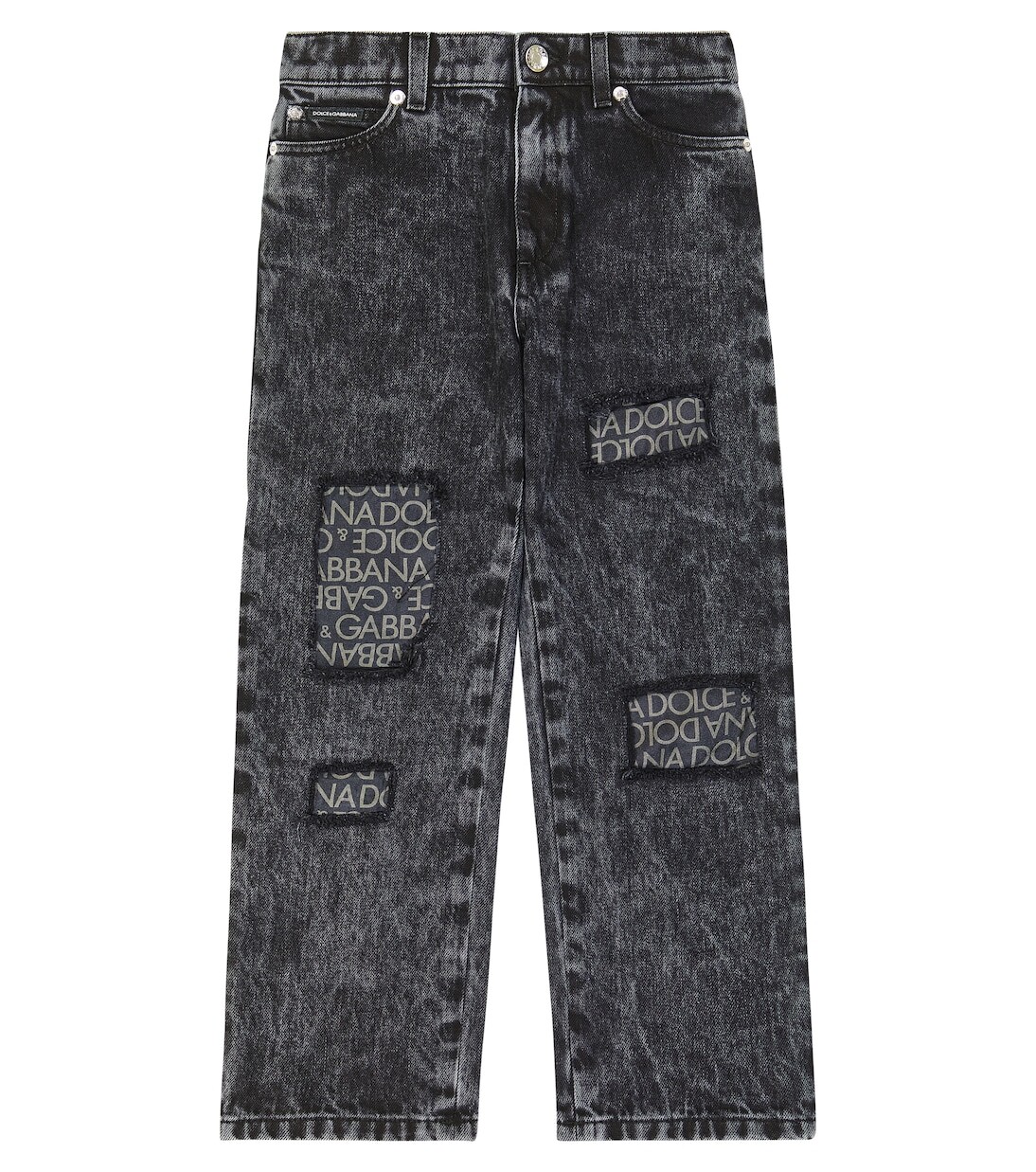 

Джинсы dg из хлопка и шелка Dolce&Gabbana Kids, черный