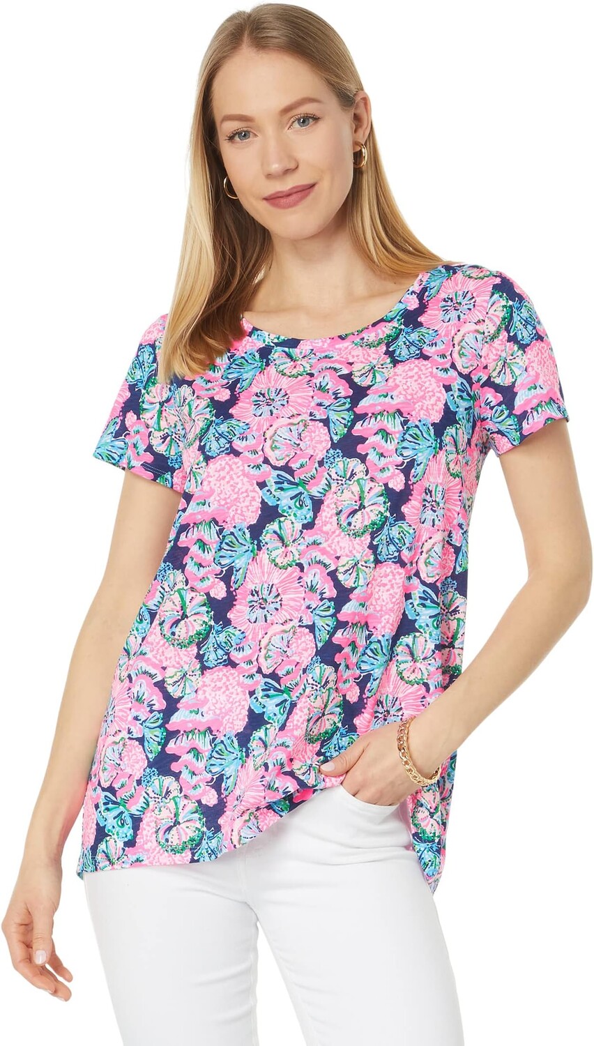 

Этта овальный вырез Lilly Pulitzer, цвет Oyster Bay Navy Shroom with A View