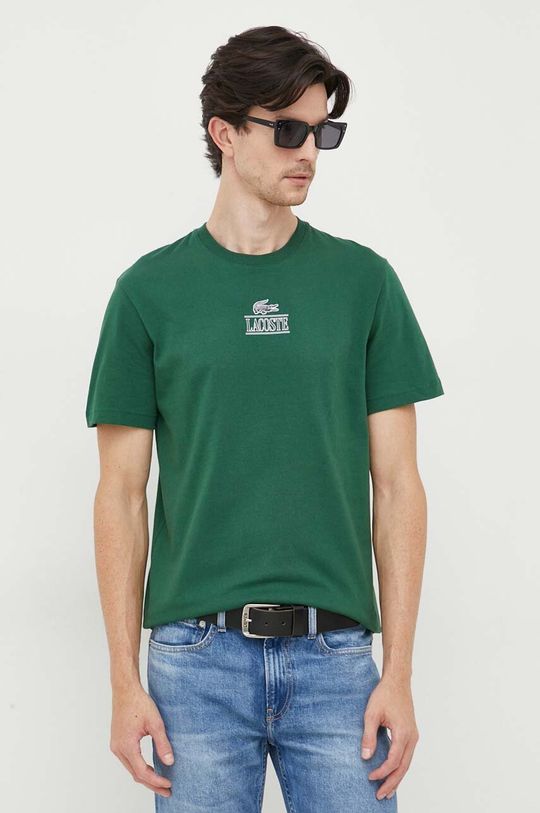 Хлопковая футболка Lacoste, зеленый