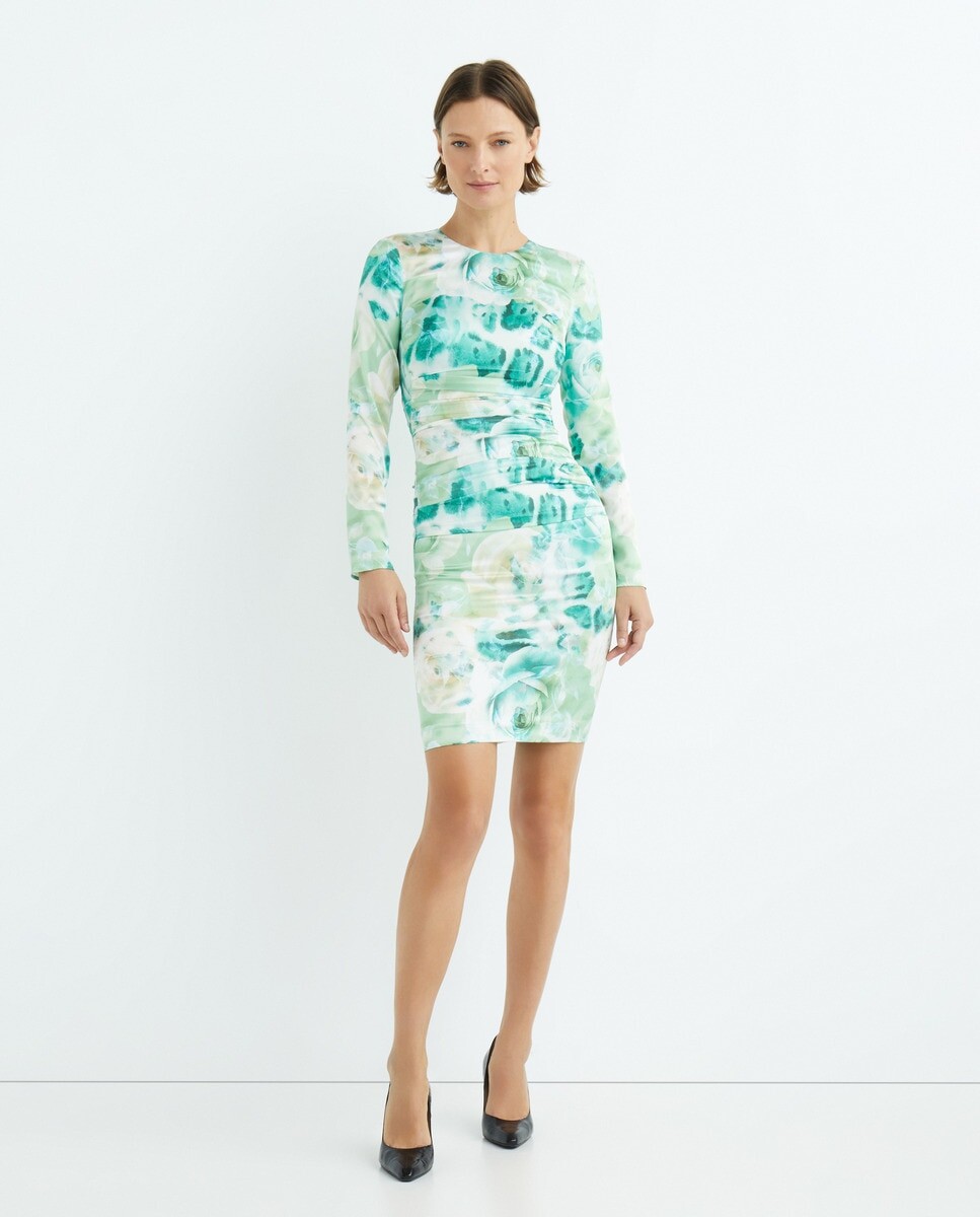 

Драпированное платье миди с цветами Marciano by Guess, изумруд