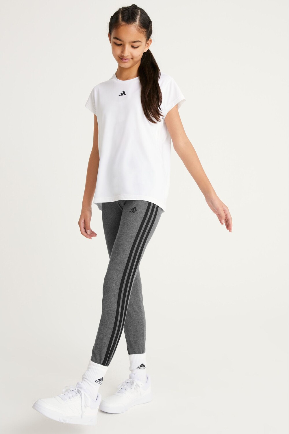 

Хлопковые леггинсы Junior Essentials с 3 полосками adidas, серый