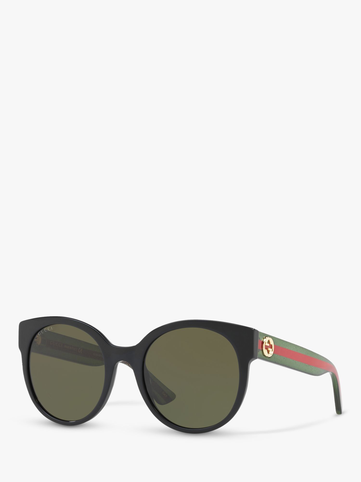 Женские круглые солнцезащитные очки Gucci GG0035SN, черные/зеленые