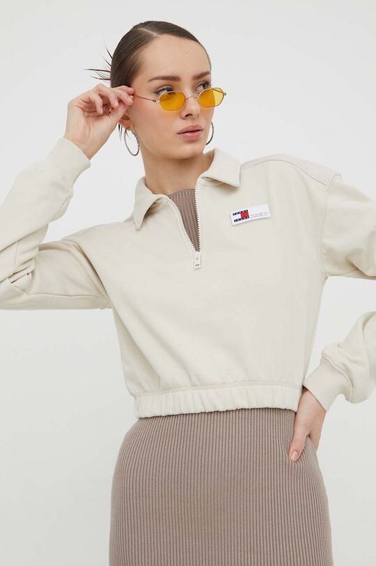 

Хлопковая толстовка Tommy Jeans, бежевый