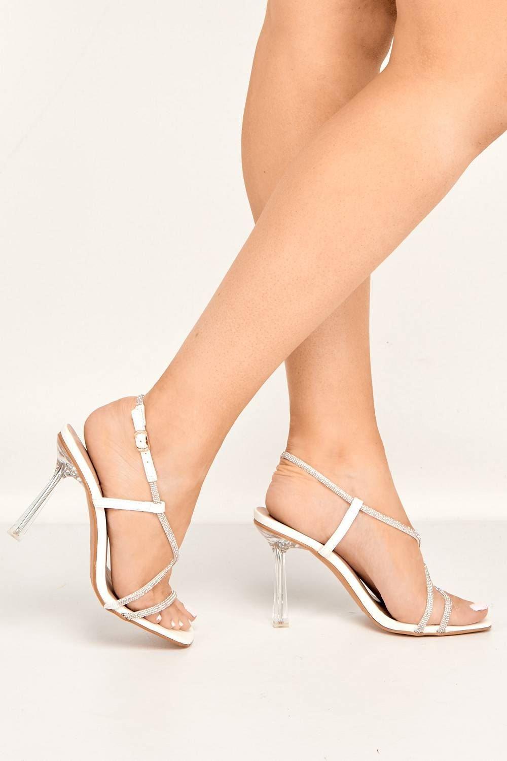 Сандалии Sorrento на квадратном носке с ремешками и стразами Miss Diva, белый мужские кожаные лоферы с квадратным носком на квадратном каблуке