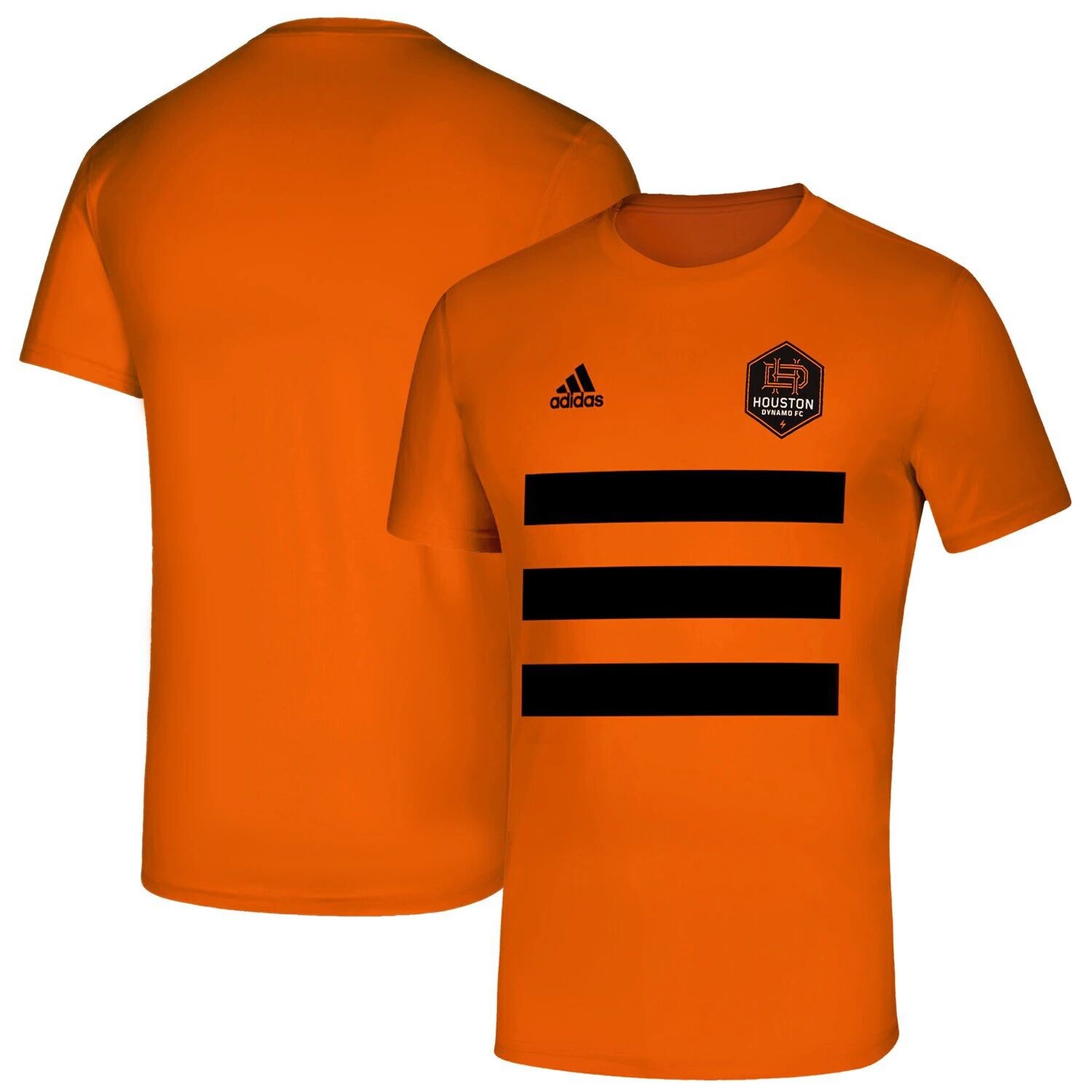 

Мужская футболка adidas Orange Houston Dynamo FC с тремя полосками Life Pitch