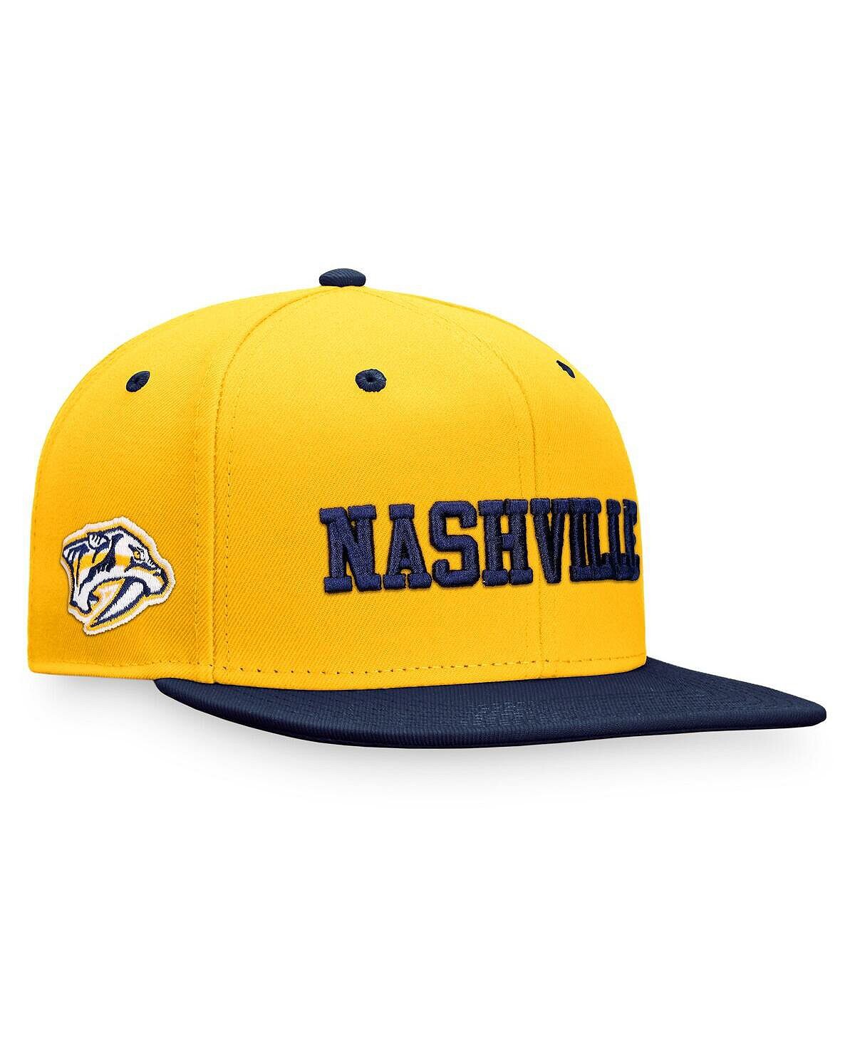 

Мужская двухцветная бейсболка Snapback с фирменным логотипом золотого и темно-синего цвета Nashville Predators Heritage City Fanatics