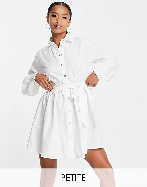 

Белое платье мини-рубашка на пуговицах River Island Petite