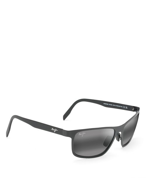 Поляризованные прямоугольные солнцезащитные очки Anemone, 60 мм Maui Jim, цвет Black цена и фото