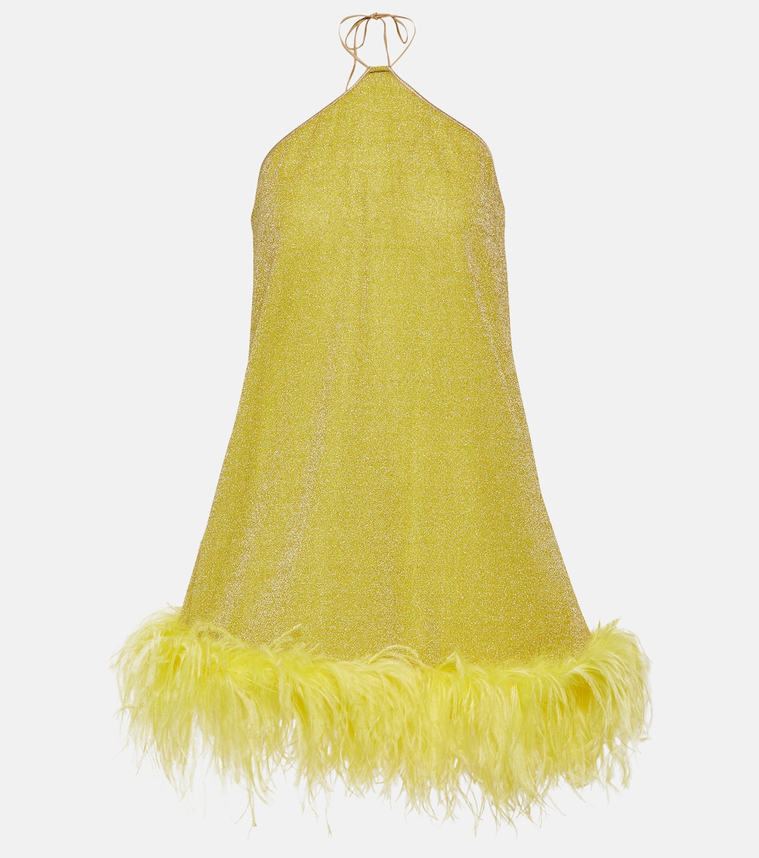 Платье мини Lumière Plumage с вырезом халтер OSÉREE, желтый