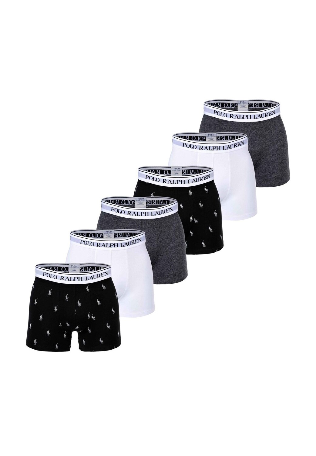 

Мужские шорты-боксеры, 6 шт. в упаковке - BOXER BRIEF - 6 шт., хлопок стрейч, пояс с логотипом RALPH LAUREN, цвет Schwarz Grau