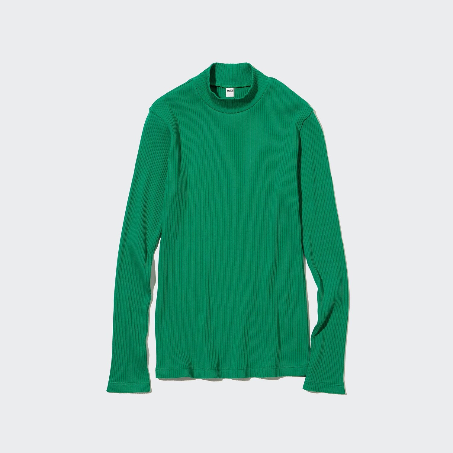 

Футболка с высоким воротником в рубчик (длинный рукав) Uniqlo, зеленый