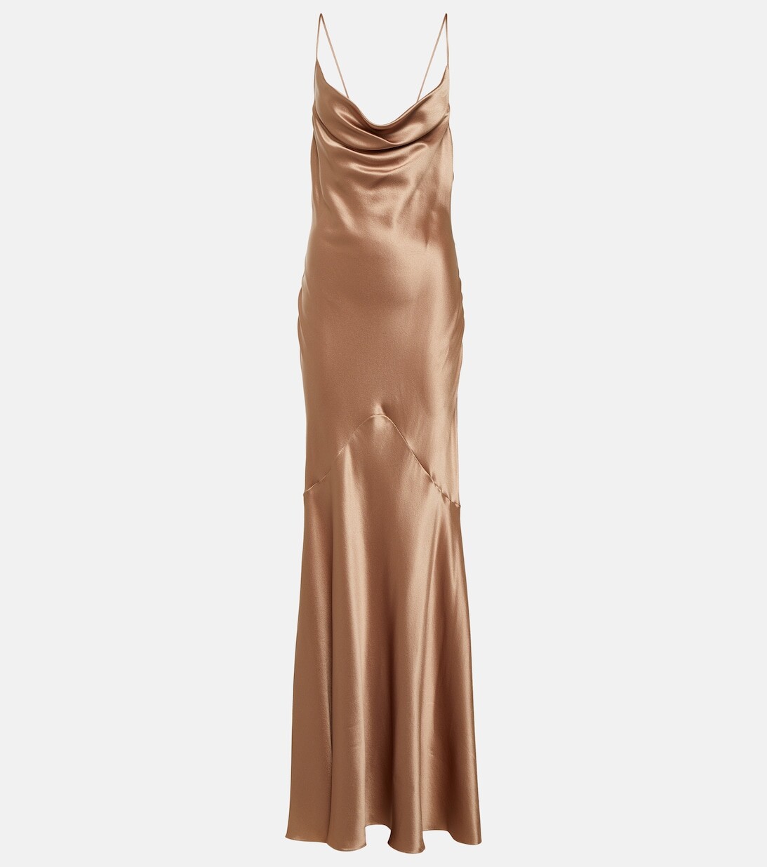 

Шелковое атласное платье с воротником-хомутом SAINT LAURENT, розовый