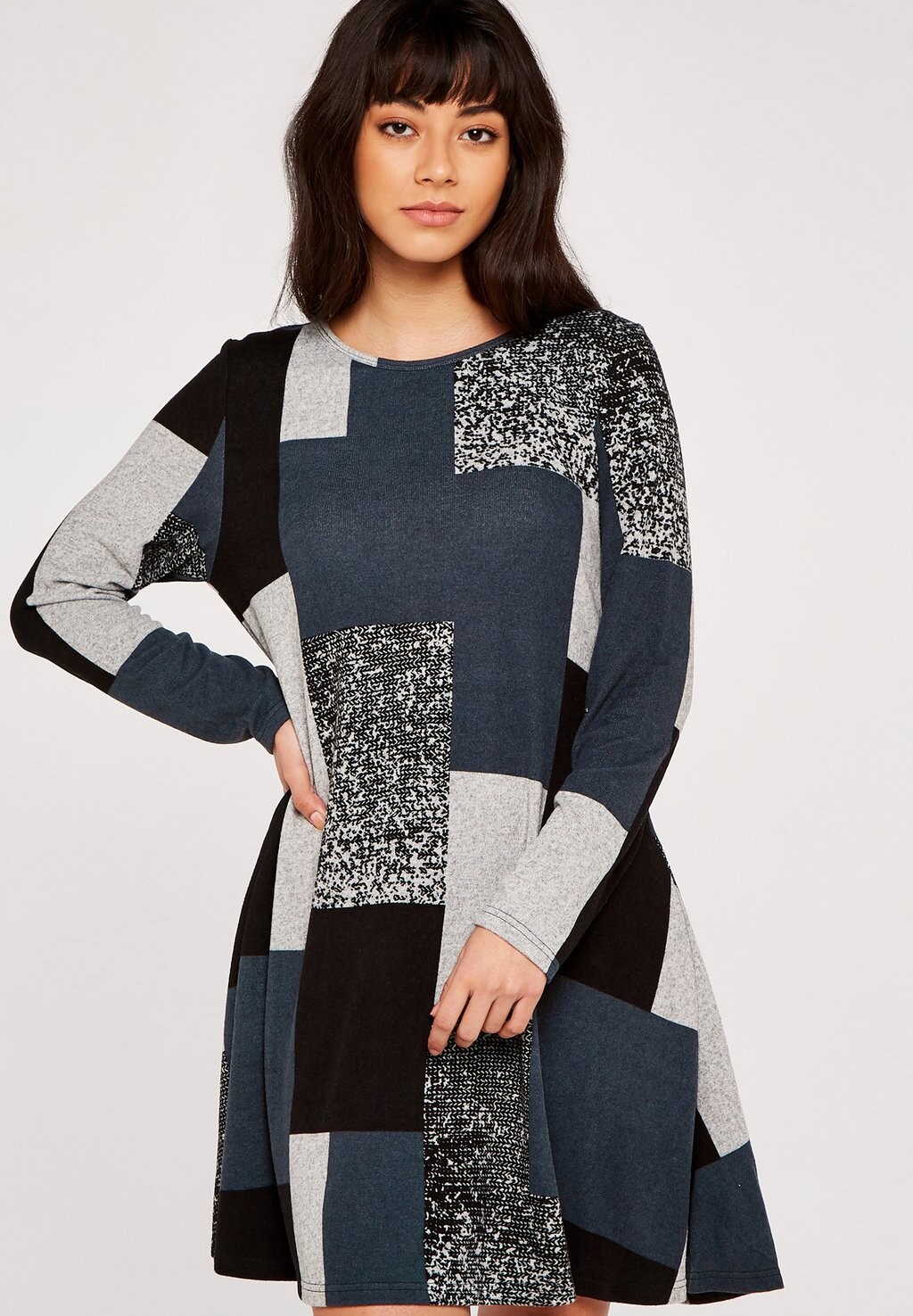 

Платье трикотажное Colourblock Soft Touch Swing Apricot, цвет grey