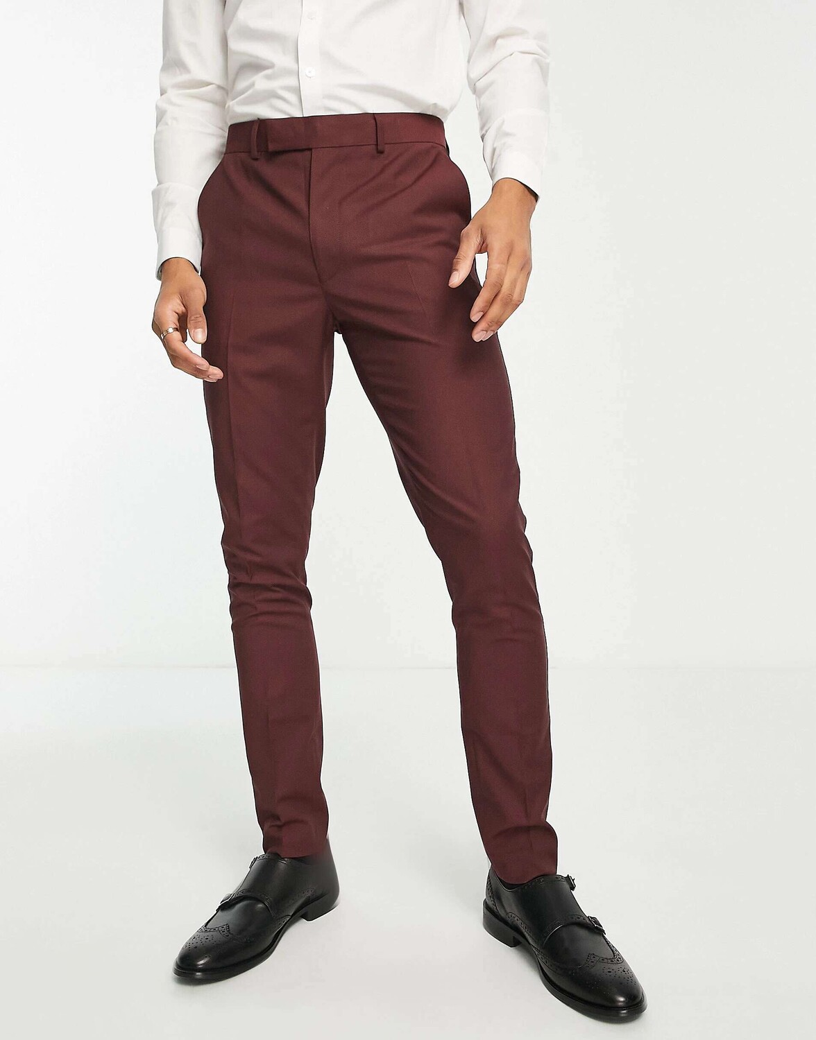 

Бордовые брюки-смокинг скинни ASOS, Красный