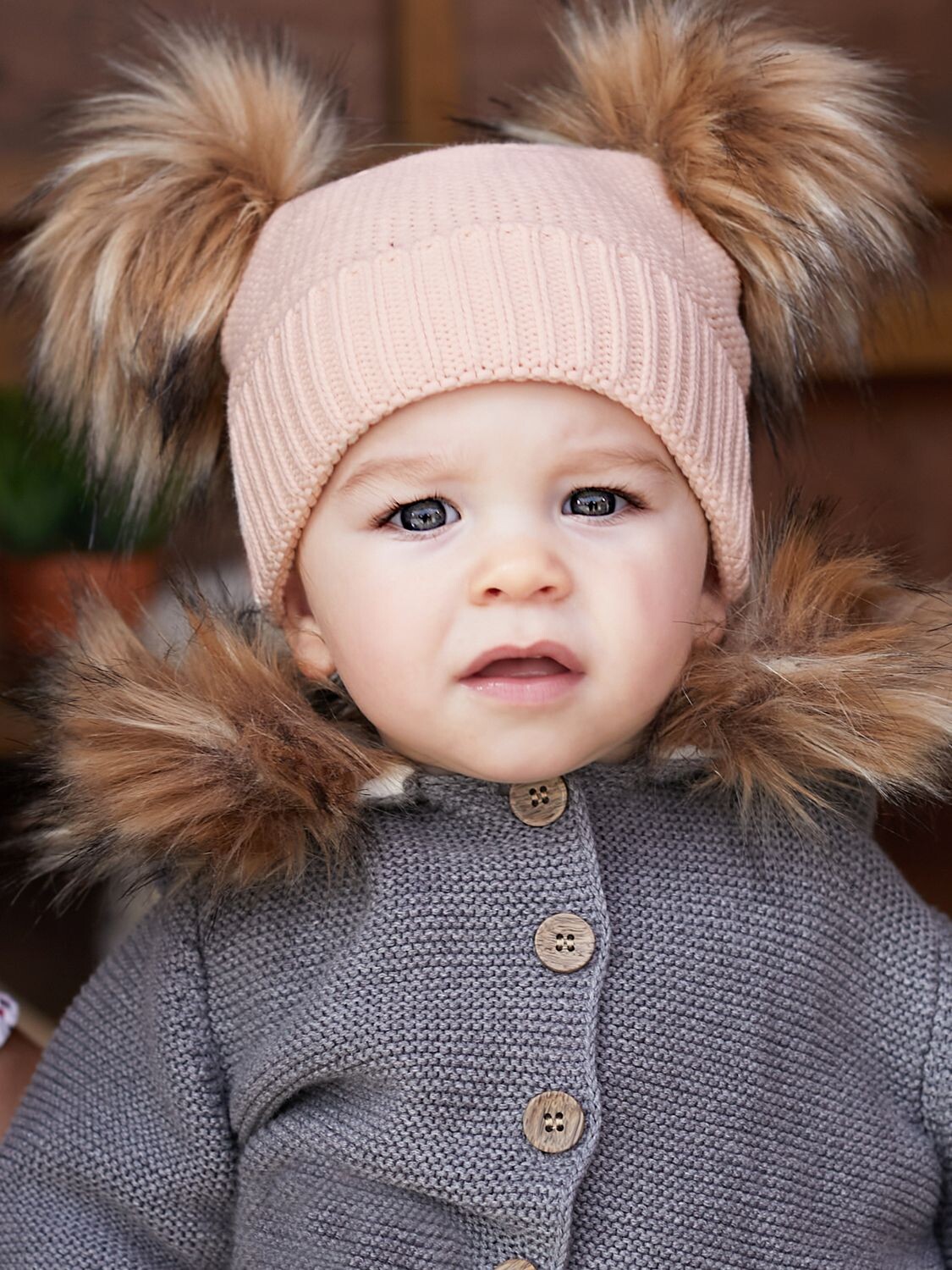 

Детская шапка с помпоном The Little Tailor, розовая