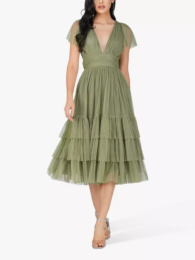 

Платье Lace & Beads Maddison Midi, оливковый