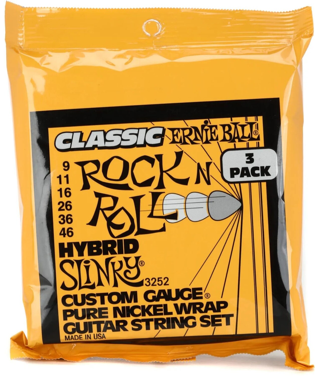 

Струны для электрогитары Ernie Ball 3252 Hybrid Slinky Classic Rock N Roll — .009-.046 Factory (3 шт.)