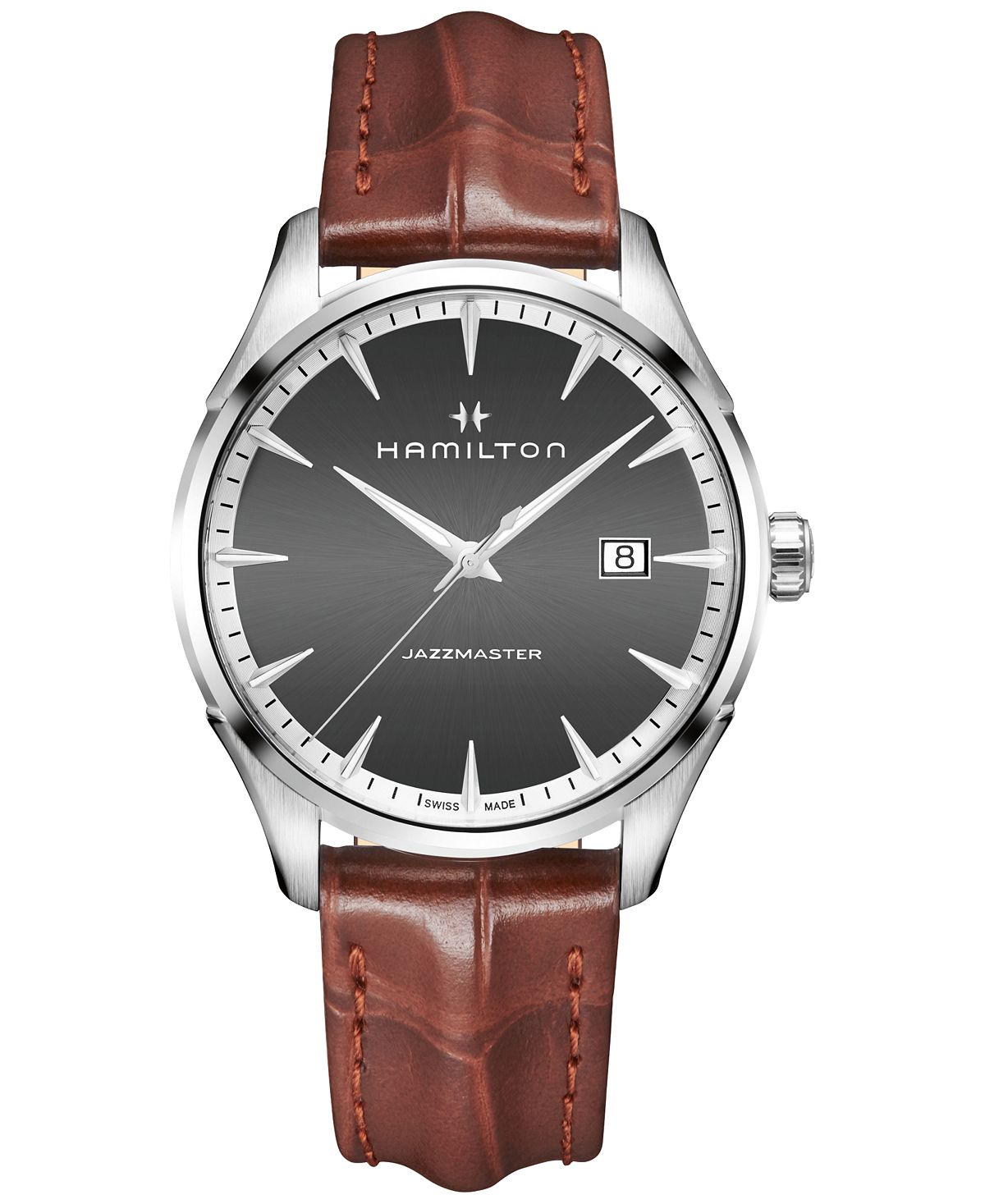 Мужские часы Swiss Jazzmaster светло-коричневого цвета с кожаным ремешком, 40 мм Hamilton часы hamilton jazzmaster chrono quartz h32612741