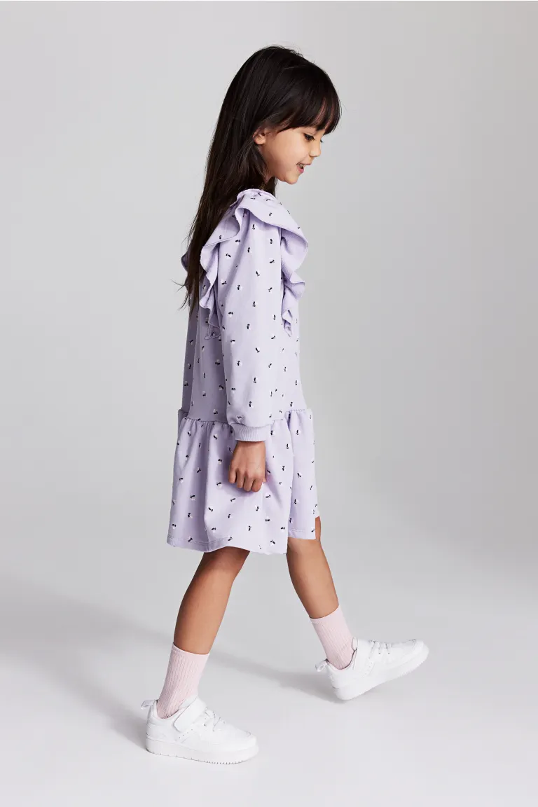 Спортивное трикотажное платье с рюшами H&M, фиолетовый спортивное трикотажное платье с принтом h