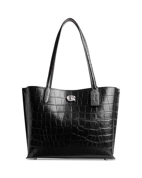 

сумка-тоут Willow с тиснением под крокодила COACH, цвет Black