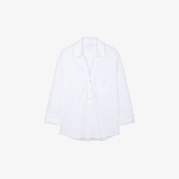 

Льняная рубашка с накладными карманами The White Company, белый
