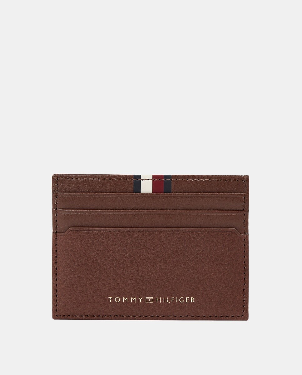 

Визитница из коричневой кожи с логотипом Tommy Hilfiger, коричневый