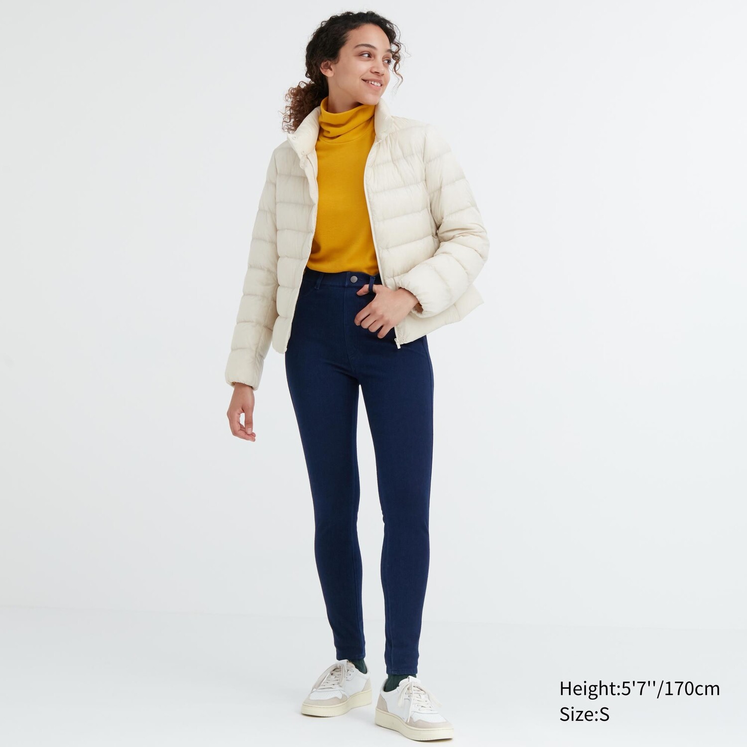 Термолеггинсы UNIQLO Heattech Denim ультраэластичные с высокой посадкой, синий