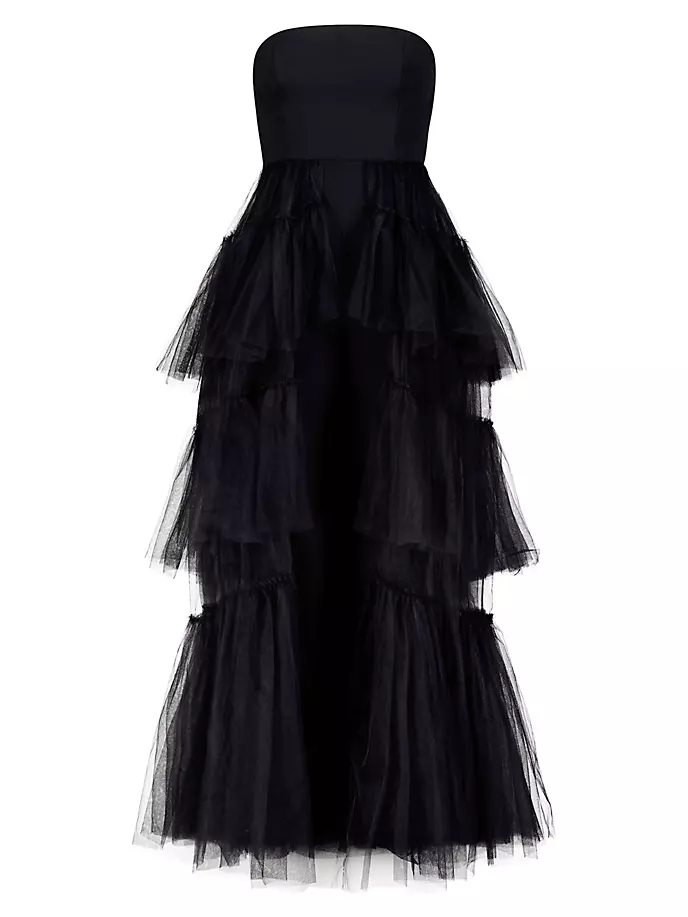 

Многоуровневый комбинезон из тюля без бретелек Bcbgmaxazria, черный
