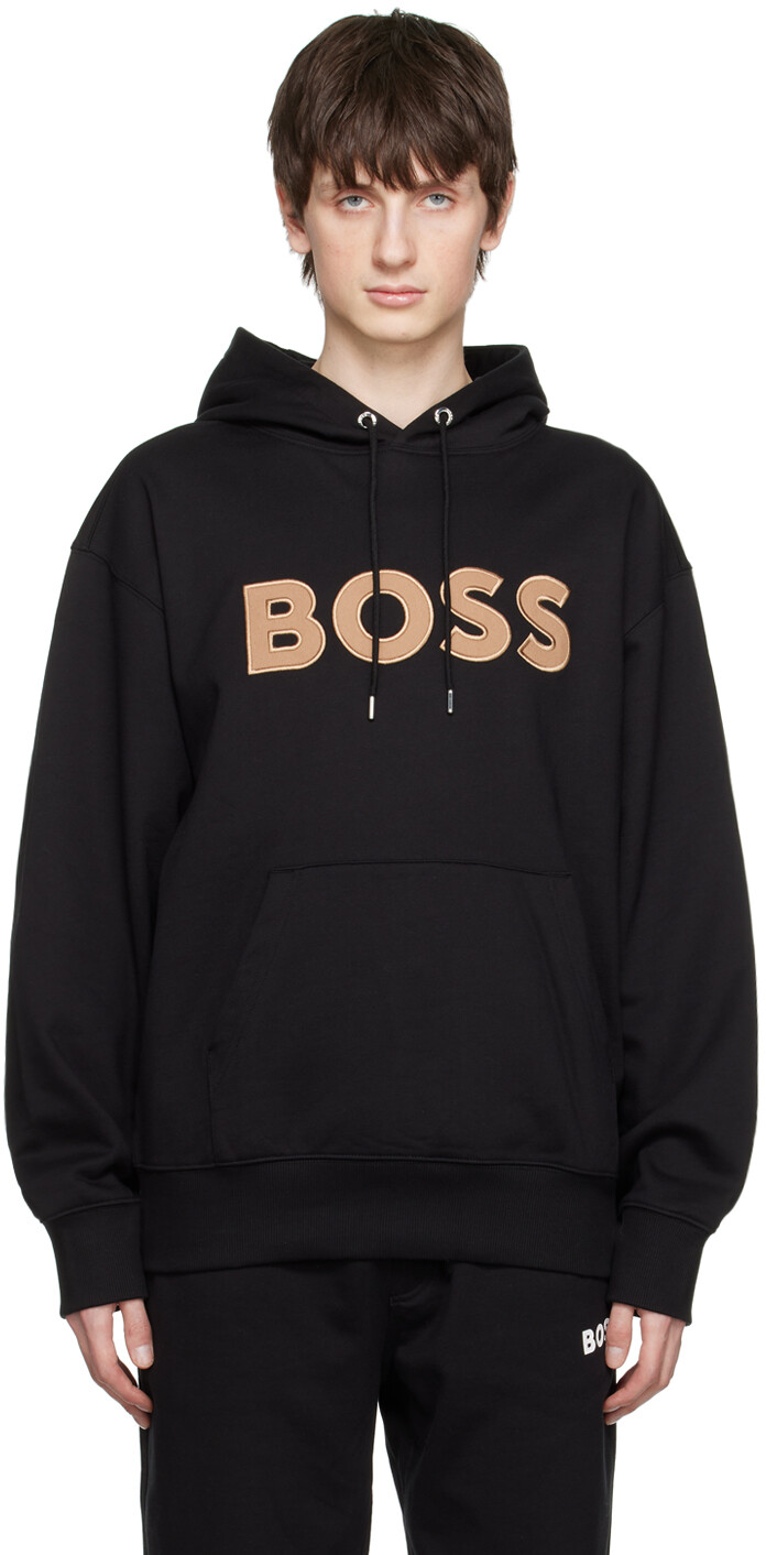 

Черный свободный худи BOSS