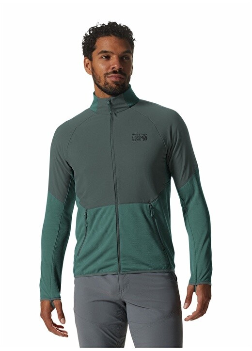 

Зеленый мужской свитшот с воротником стойкой Mountain Hardwear