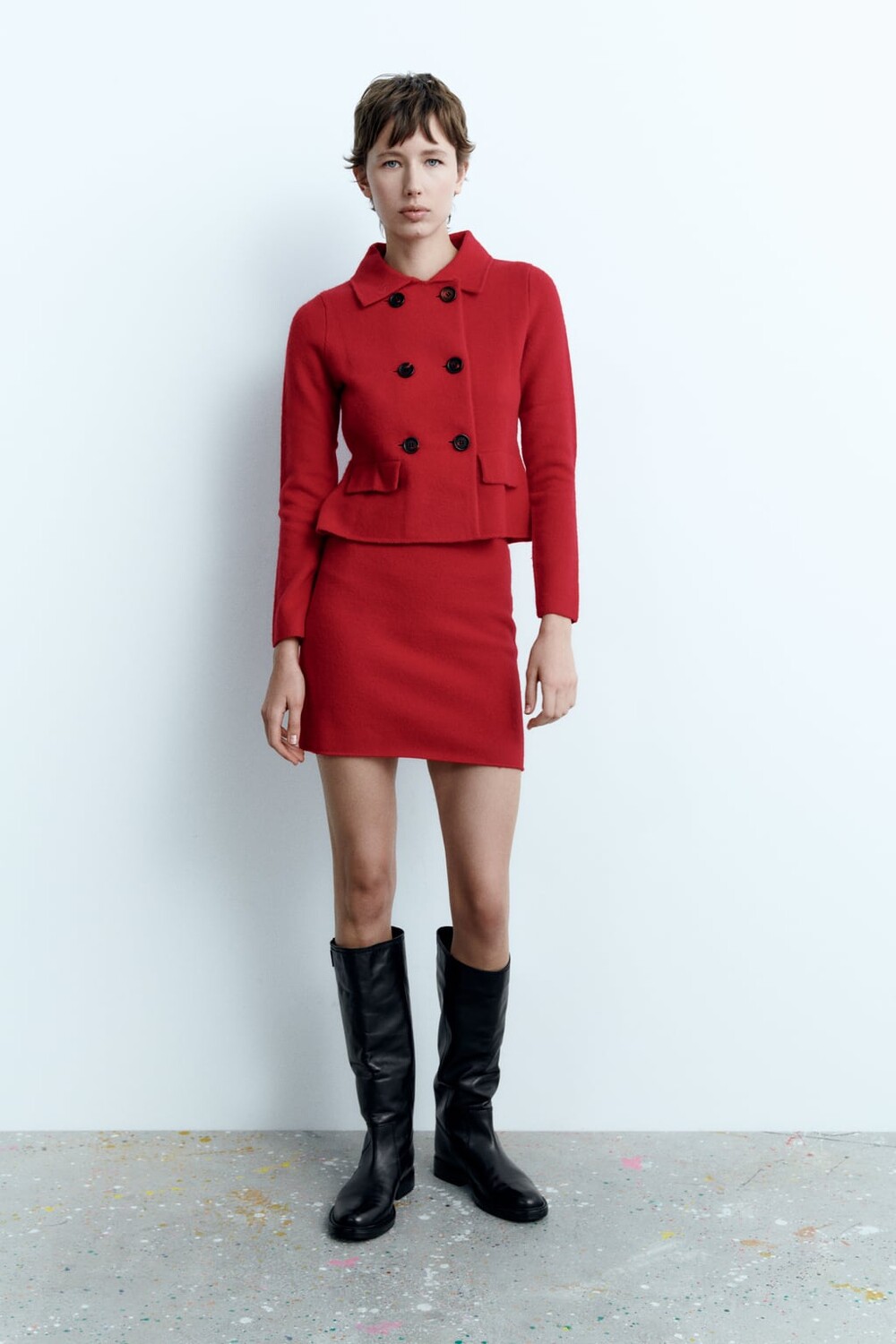 

Шерстяная мини-юбка ZARA, красный
