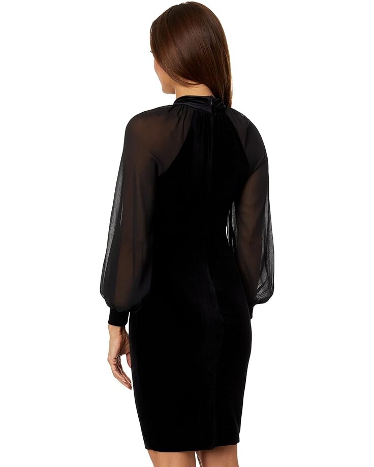 

Платье Calvin Klein Velvet Short Sheath with Chiffon Sleeves, черный