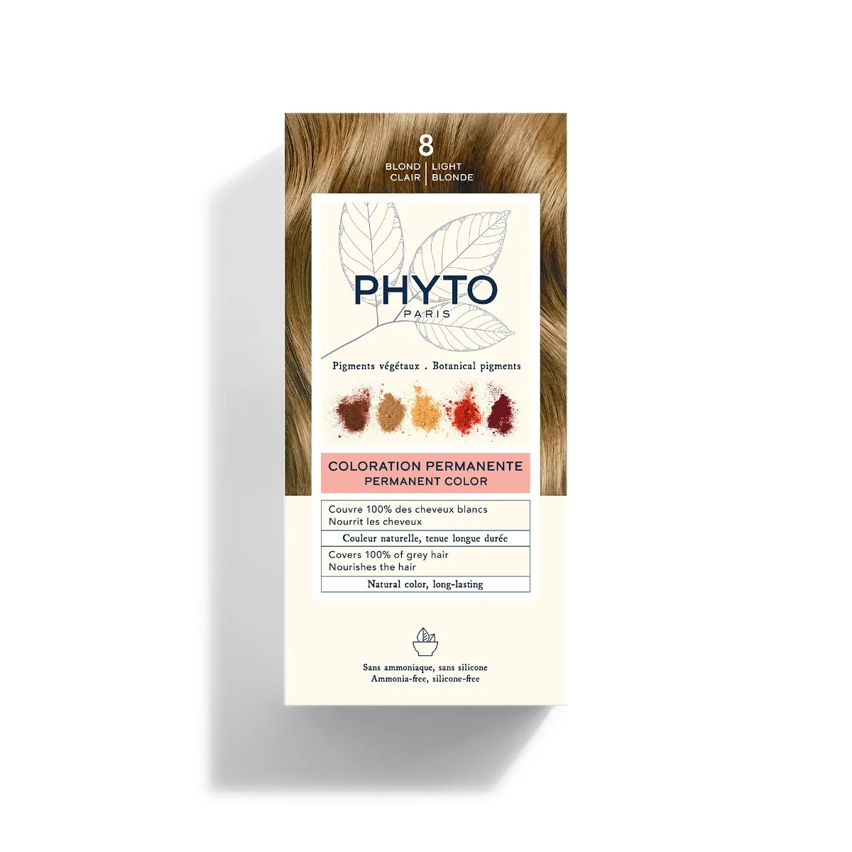 

Phyto Phytocolor 8 Перманентное окрашивание Светлый Блонд без аммиака 100% покрытие седых волос