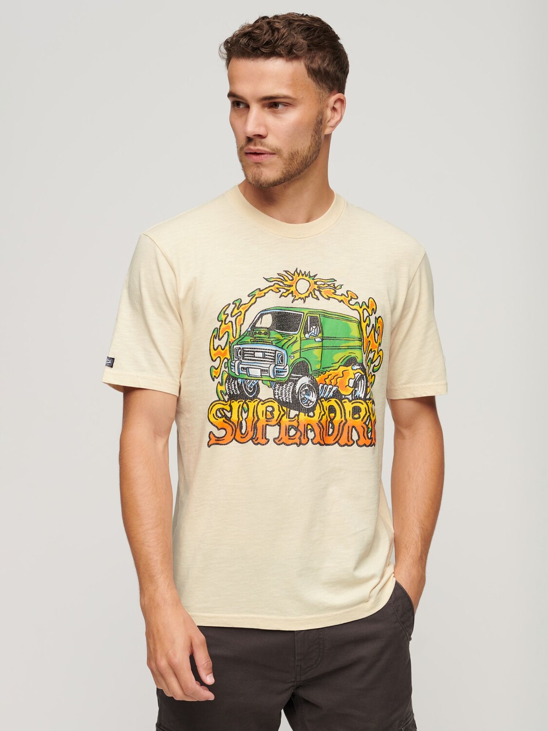 

Футболка с рисунком в стиле ретро Superdry Motor, овсяно-белая, Белый