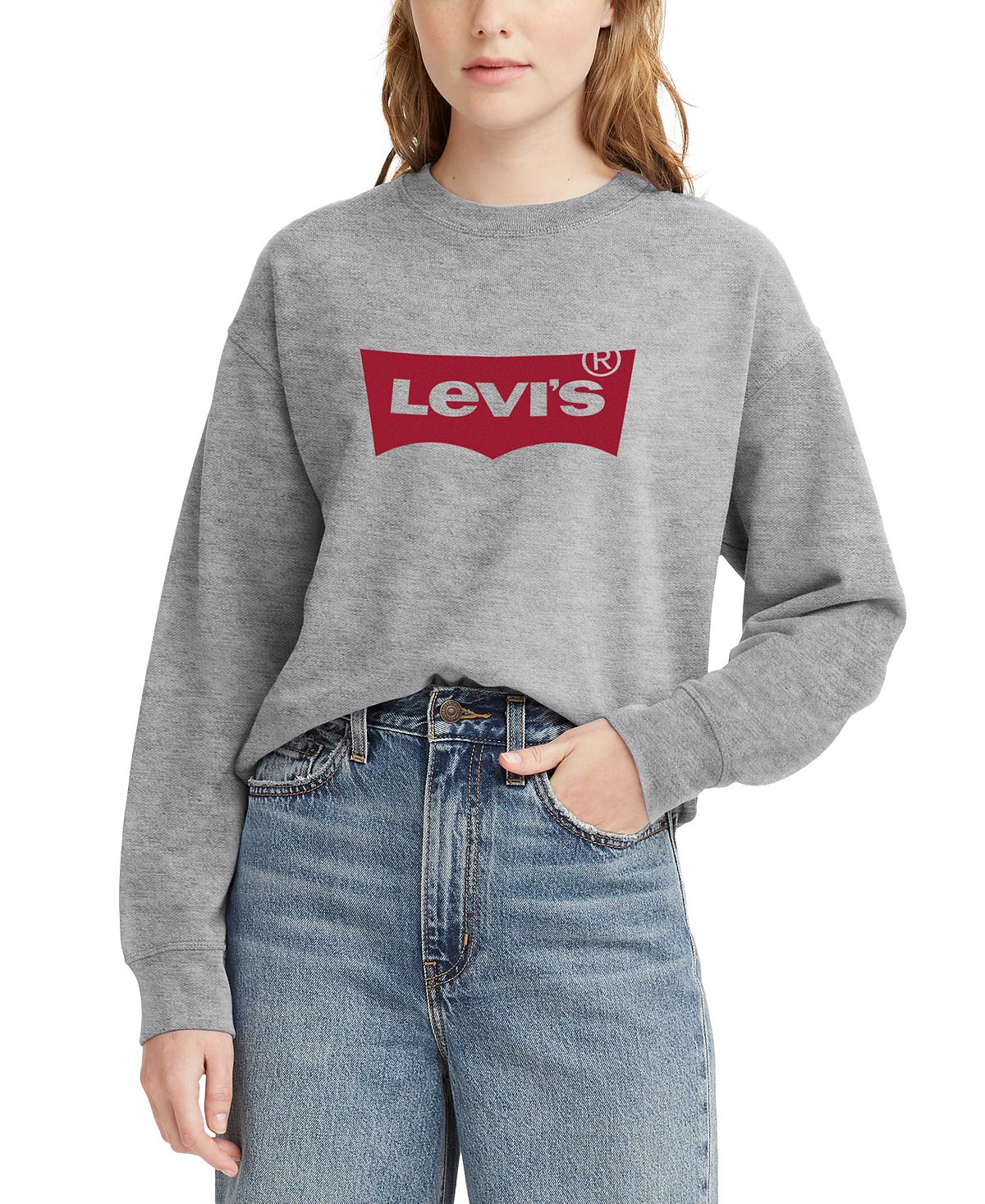Женский удобный флисовый свитшот с круглым вырезом и логотипом Levi's