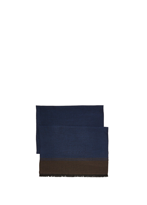 

Мужской шерстяной шарф темно-синего цвета с логотипом Corneliani