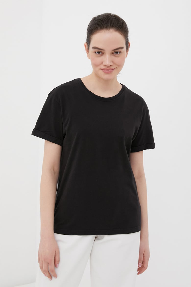 Хлопковая футболка с овальным вырезом Finn Flare, черный
